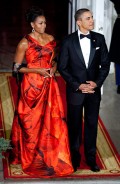 First lady Michelle Obama, Dramatic Red!